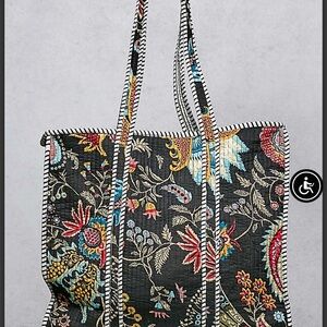 POL Black Floral Tote Bag